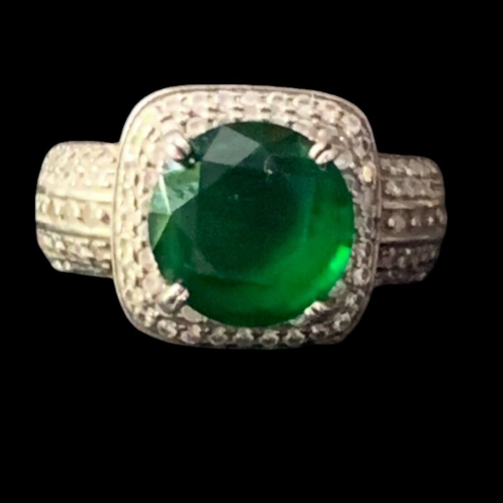 925 Sterling Silver Emerald Ring - image 3